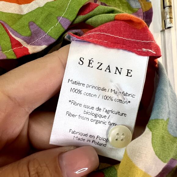 Sezane Tomboy Seventies Shirt Multi Red Green Button Front Size 32 XS - Picture 4 of 5